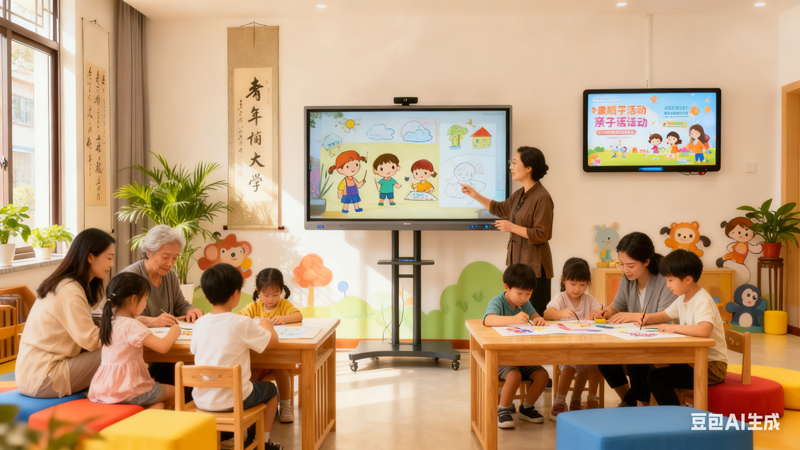 带娃不用愁！触拓科技数字标牌 + 教学一体机让亲子课程超有趣(图1)