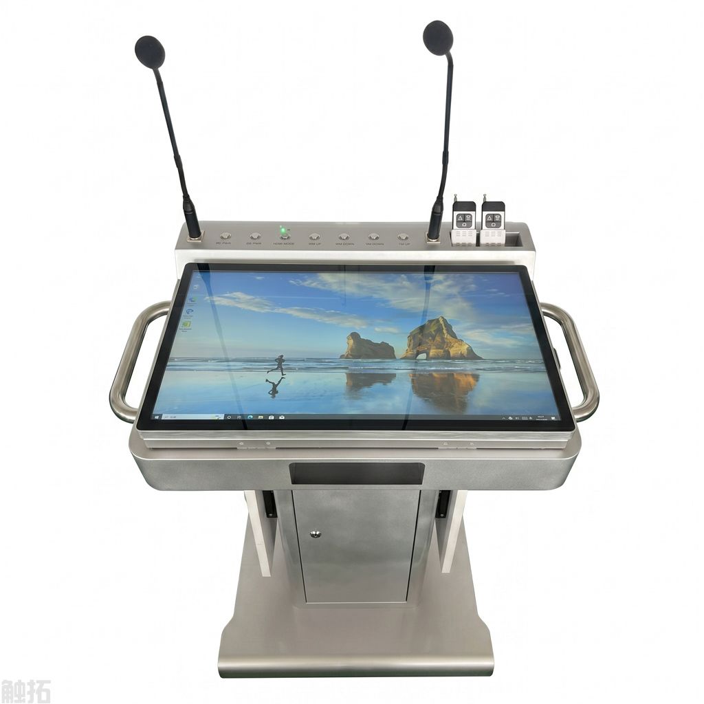 触拓科技发布智能升降电子讲台,多媒体多屏交互重新定义会议(图2) 触拓科技发布智能升降电子讲台,多媒体多屏交互重新定义会议(图2)